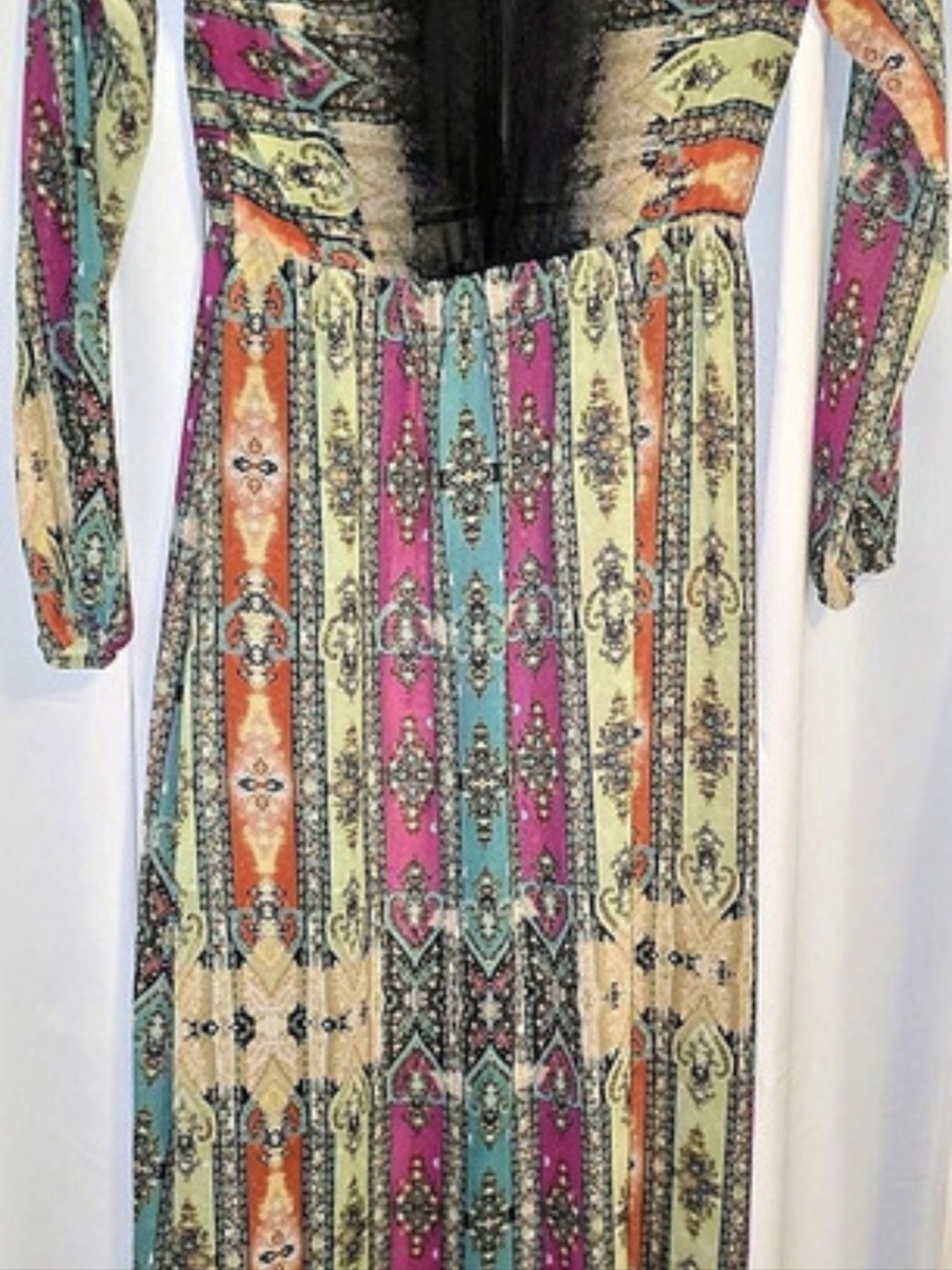 Petticoat Alley Sheer Boho Stripe Maxi Dress indie-boho look whimsigoth